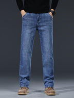 Herren Casual Jeans Loose Fit – Gerade Hose, gewaschen, Reißverschluss, Baumwolle