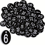 Nummerierte Etiketten 1–50 – runde Kunststoff-Schilder mit Metallringen