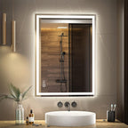 LED Badspiegel 50x70cm – Beleuchtet, Beschlagfrei, 3 Lichtfarben, Touch & Wandmontage