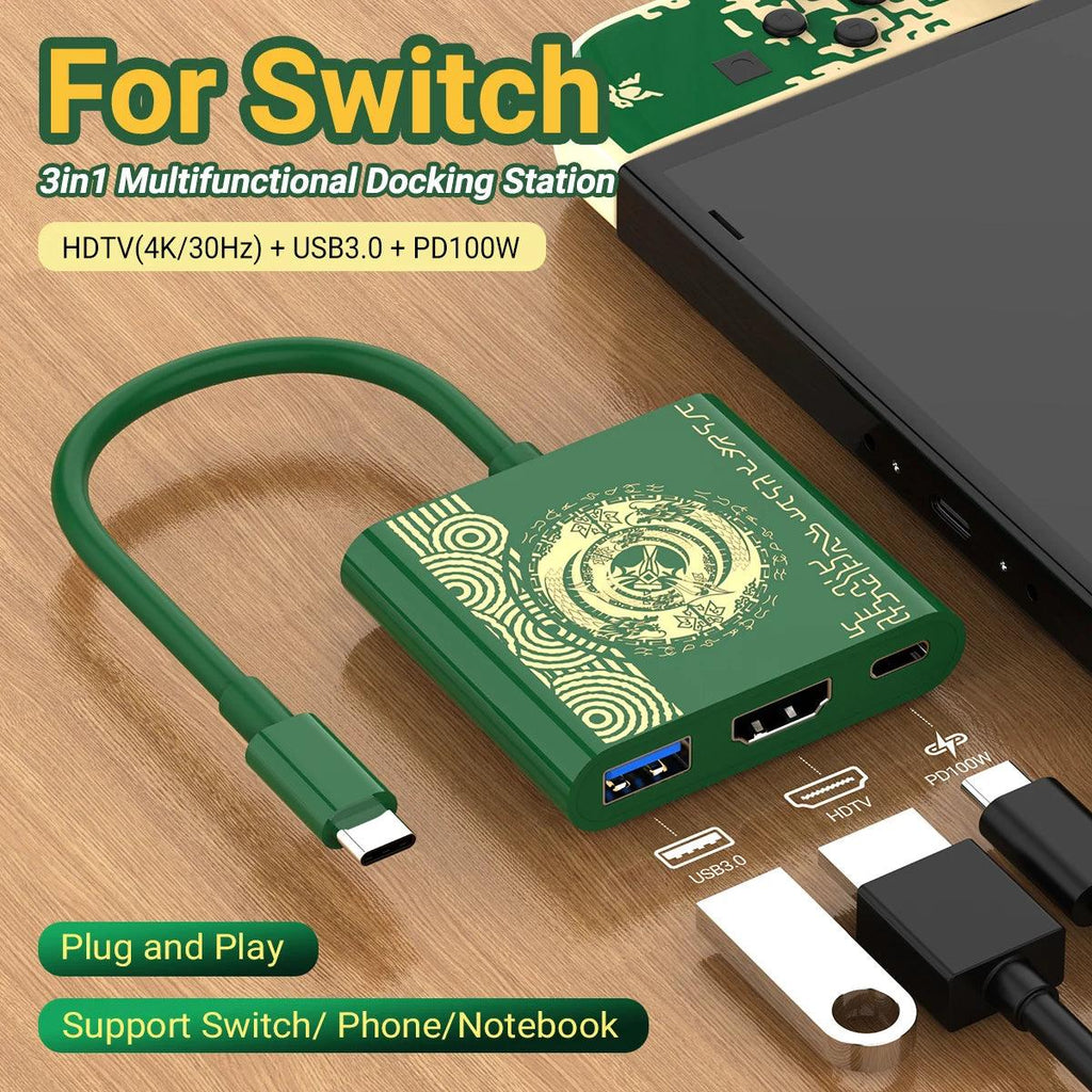 3-in-1 USB-C Hub – HDMI 4K, PD 100W Schnellladung & USB 3.0 für Switch, MacBook & Laptop