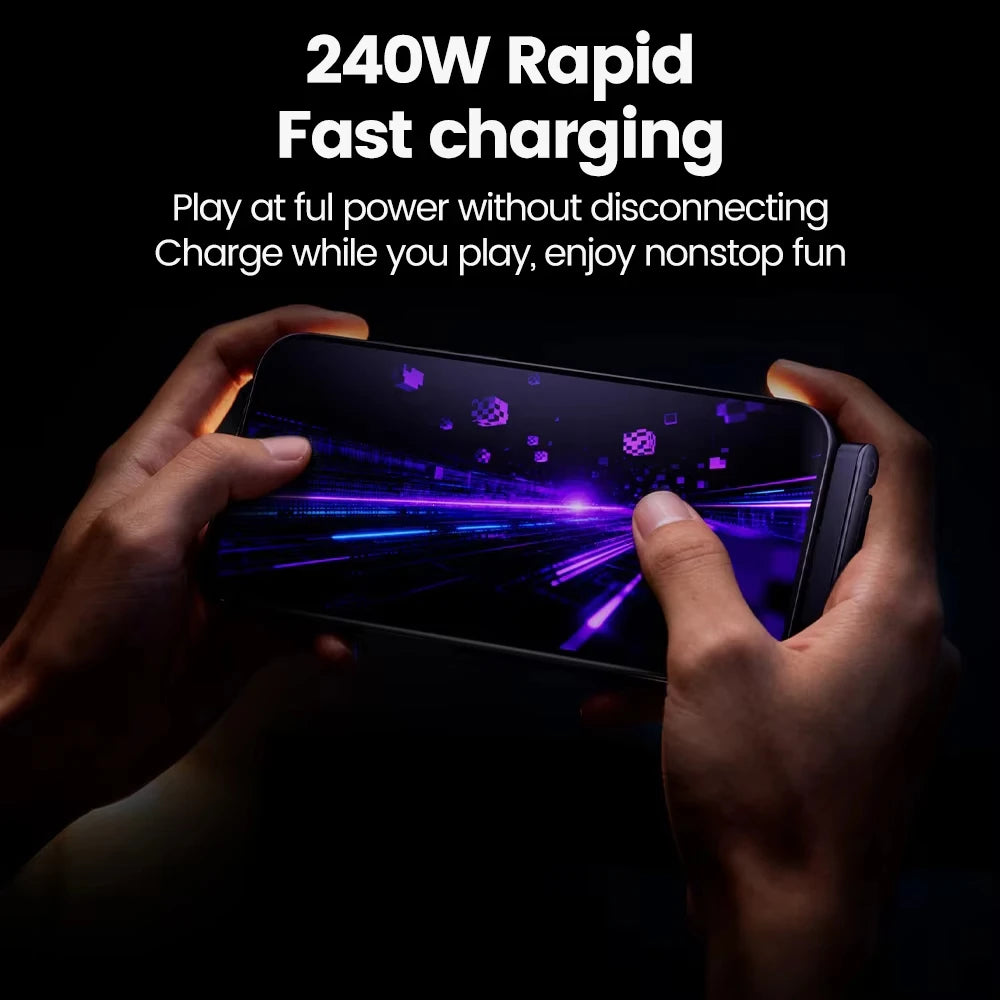 240W USB-C Schnellladekabel mit Halterung – Geflochtenes Typ-C Kabel 1,5m für iPhone & Samsung