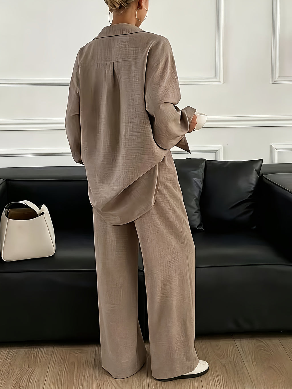 Elegantes Damen-Set: Langarmbluse & Hose – Frühjahr/Herbst