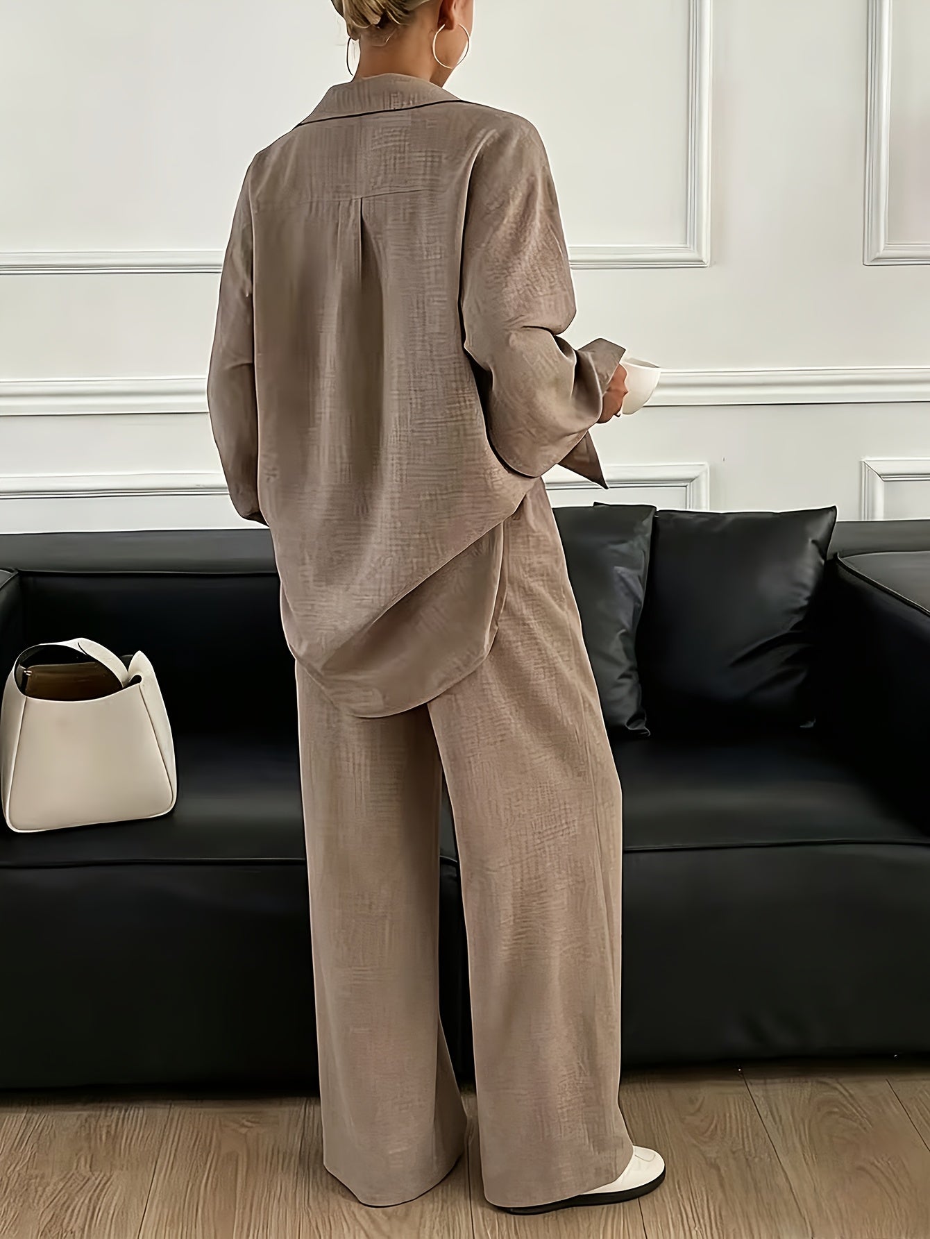 Elegantes Damen-Set: Langarmbluse & Hose – Frühjahr/Herbst