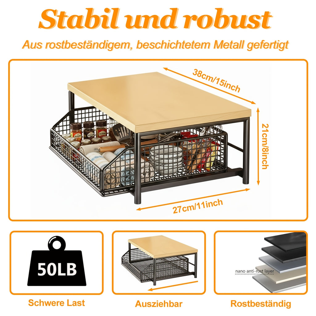 Multifunktionales Küchenregal – Ausziehbar, 2-stöckig, für Kaffeekapseln & Küchengeräte
