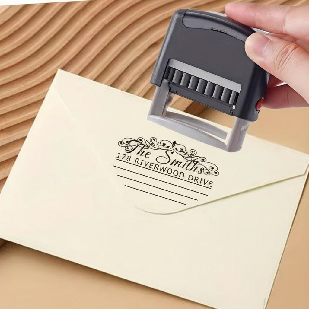 Personalisierter Adressstempel – Für Hochzeit, Büro & Umzug | Mehrere Schriftarten