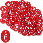 Nummerierte Etiketten 1–50 – runde Kunststoff-Schilder mit Metallringen