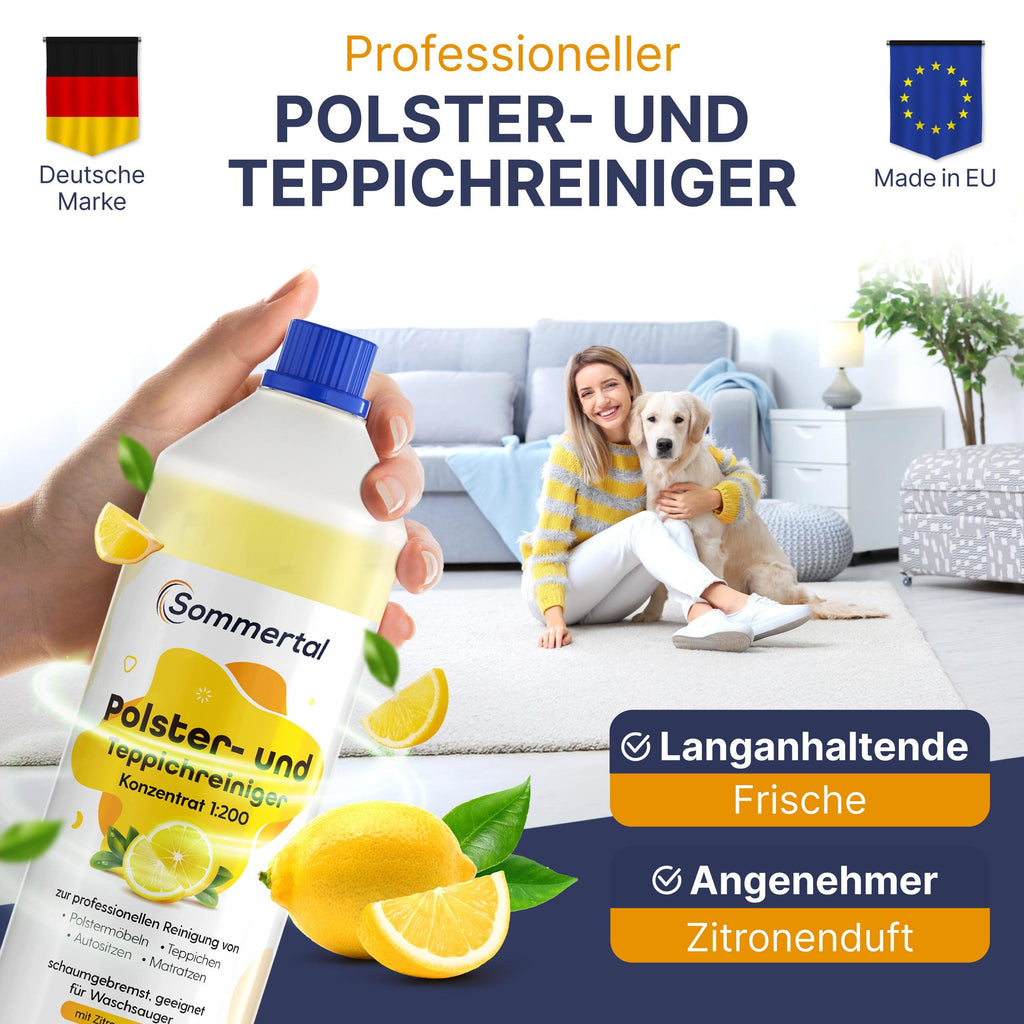 Polster- & Teppichreiniger Konzentrat 1L – 40+ Anwendungen für Sofa, Auto & Matratze